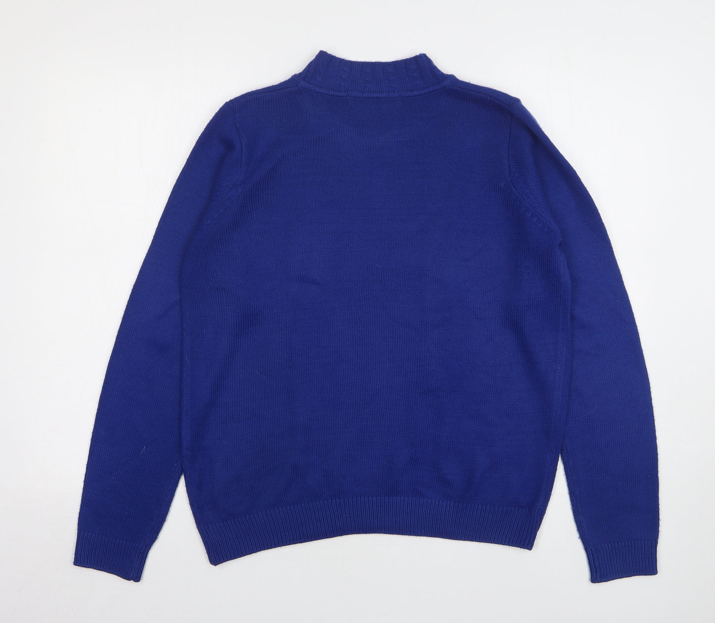 EWM Womens Blue High Neck Acrylic Pullover Jumper Size 10