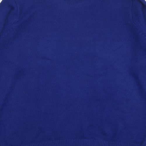 EWM Womens Blue High Neck Acrylic Pullover Jumper Size 10
