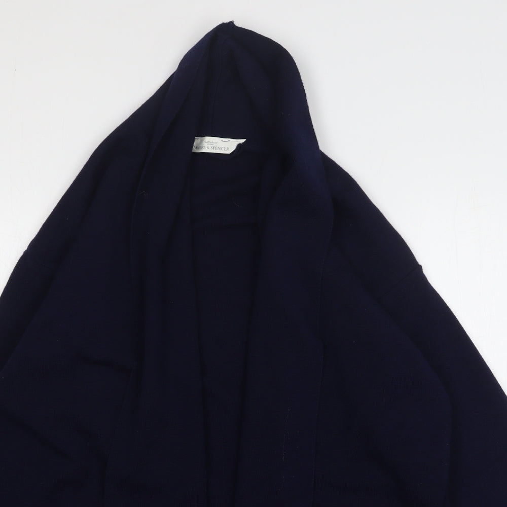 Marks and Spencer Womens Blue V-Neck Wool Cardigan Jumper Size 14