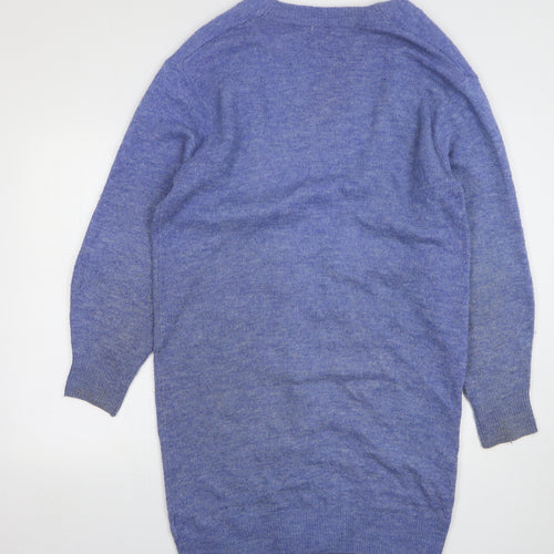 H&M Womens Blue V-Neck Acrylic Cardigan Jumper Size S