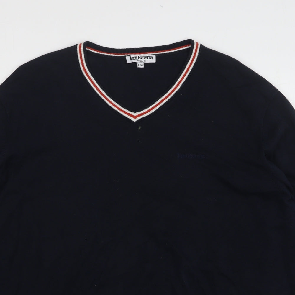 Lambretta Womens Blue V-Neck Cotton Pullover Jumper Size 3XL