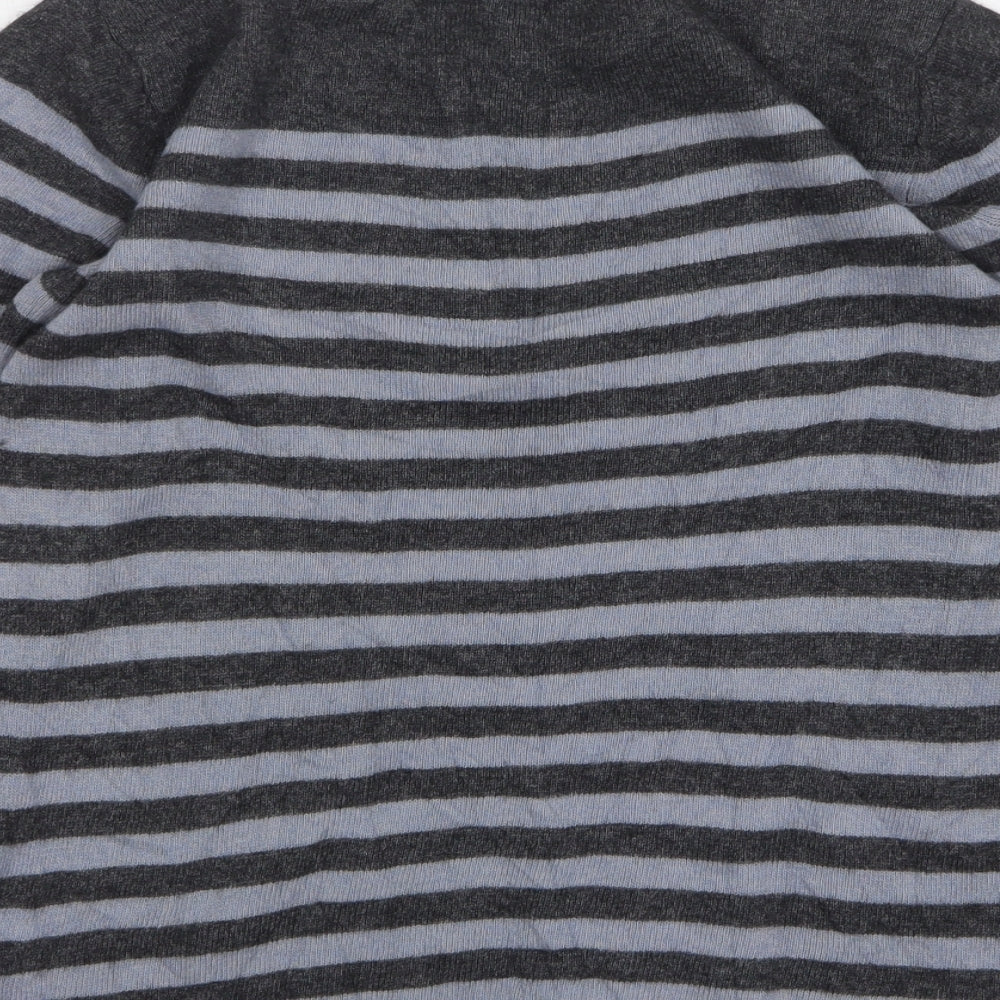 Benedetta B Womens Grey Round Neck Striped Wool Pullover Jumper Size L