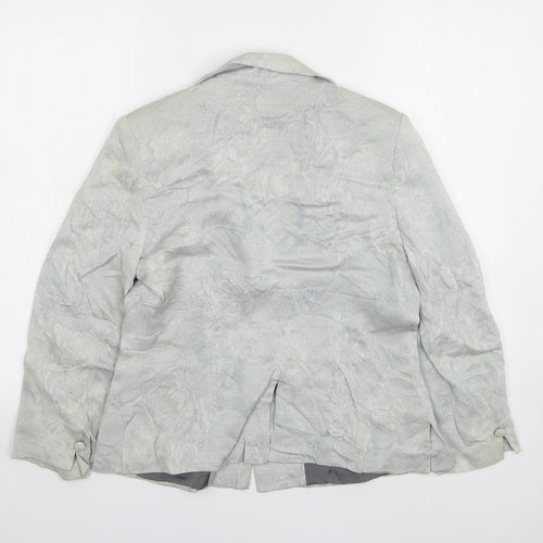 Grace Womens Blue Floral Viscose Jacket Blazer Size 12