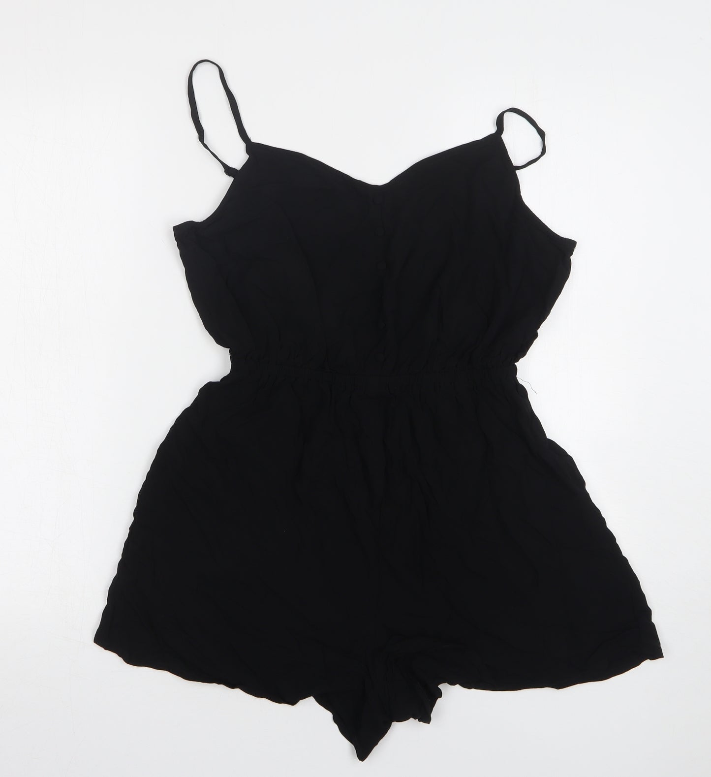 New Look Womens Black Viscose Playsuit One-Piece Size 12