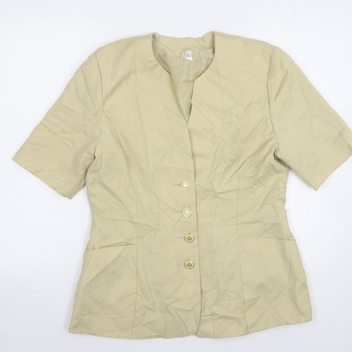 Preworn Womens Beige Polyester Jacket Blazer Size 14