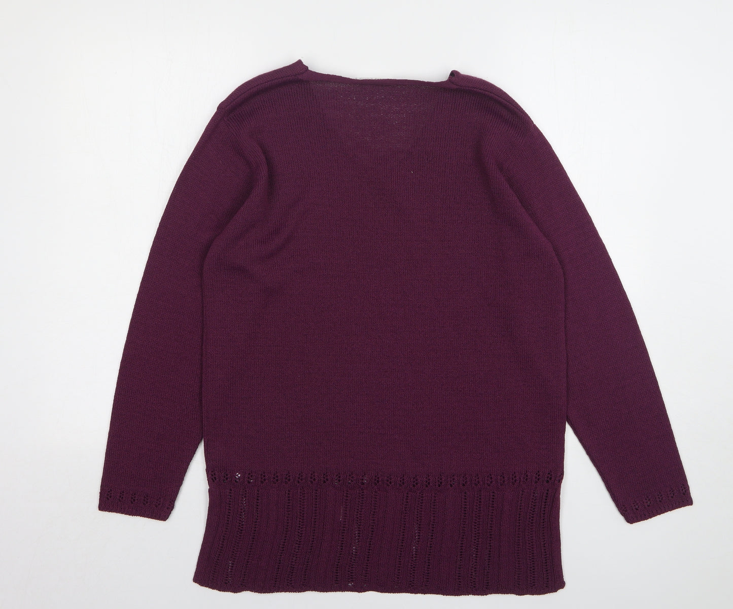 BHS Womens Purple V-Neck Acrylic Pullover Jumper Size 14