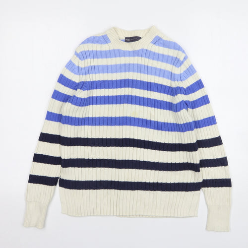 Marks and Spencer Womens Multicoloured Roll Neck Striped Cotton Pullover Jumper Size 10