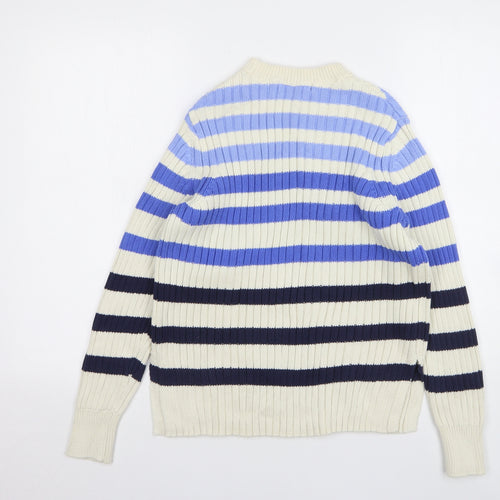 Marks and Spencer Womens Multicoloured Roll Neck Striped Cotton Pullover Jumper Size 10