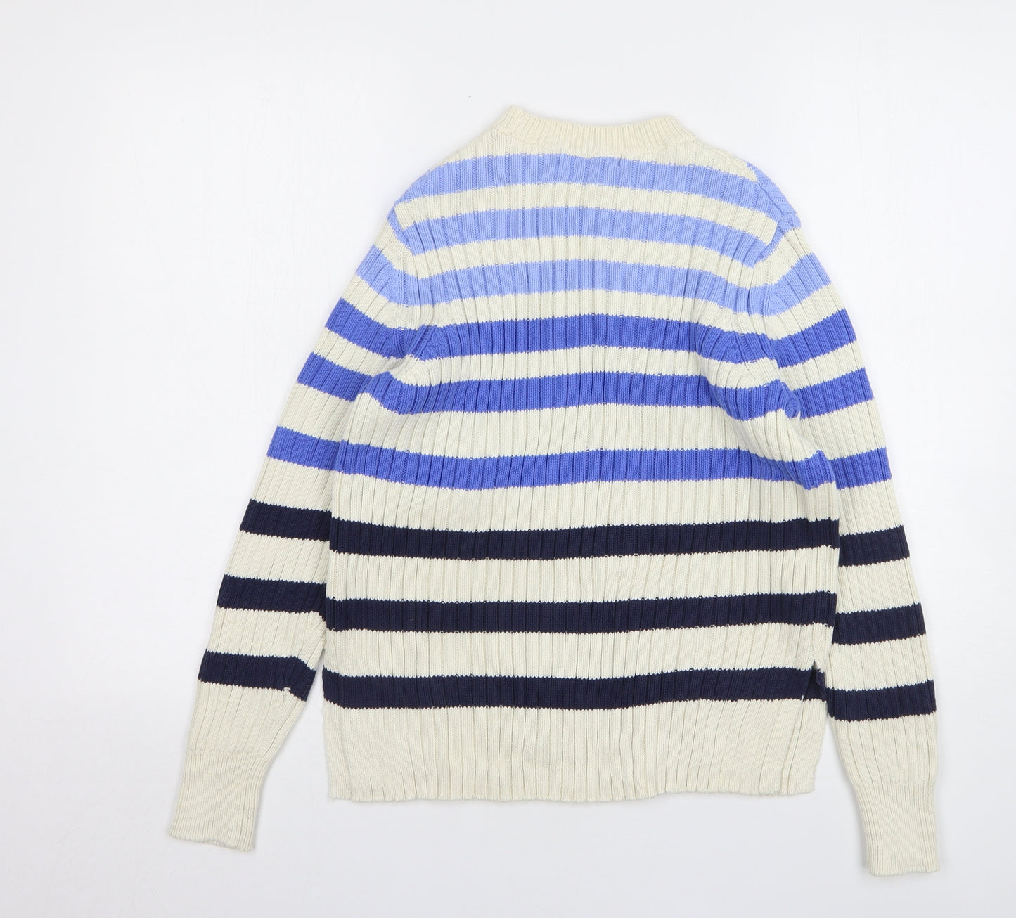 Marks and Spencer Womens Multicoloured Roll Neck Striped Cotton Pullover Jumper Size 10