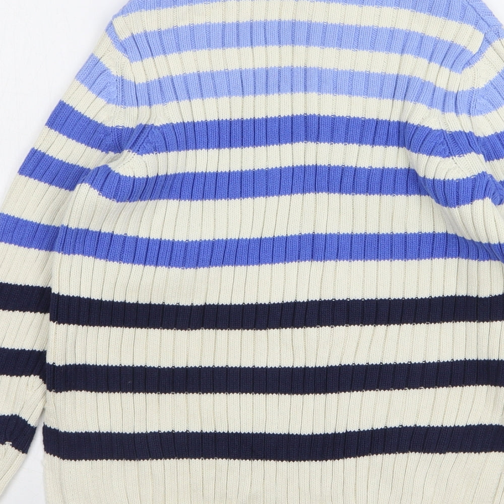 Marks and Spencer Womens Multicoloured Roll Neck Striped Cotton Pullover Jumper Size 10