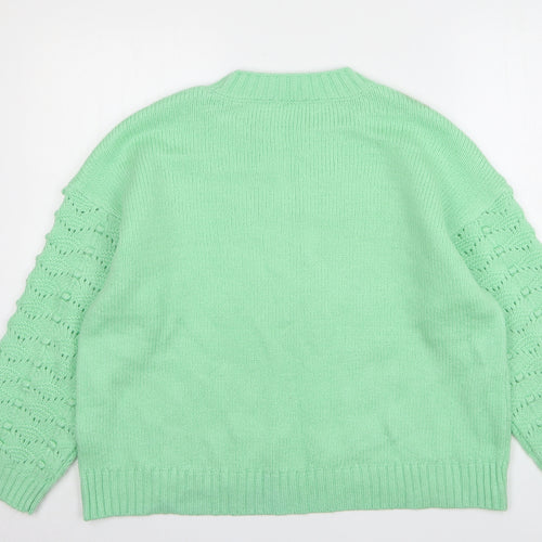 George Womens Green Round Neck Acrylic Pullover Jumper Size L