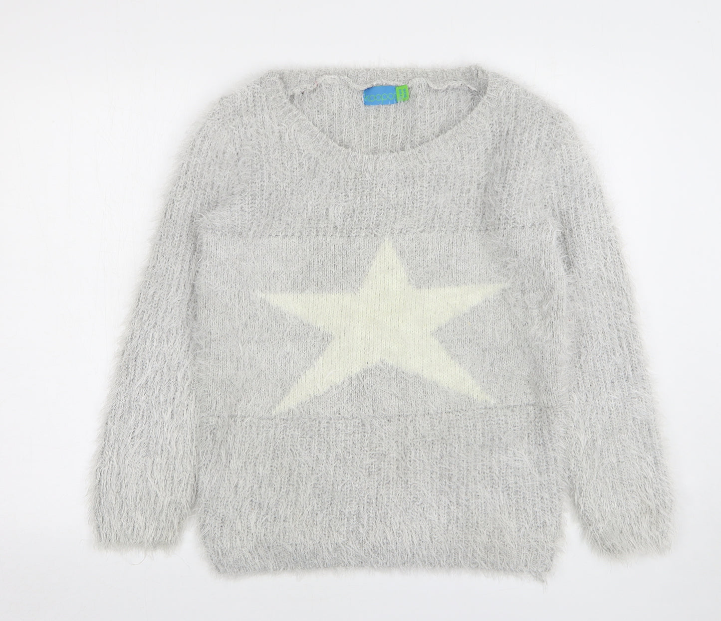 Koopoi Womens Grey Roll Neck Cotton Pullover Jumper One Size