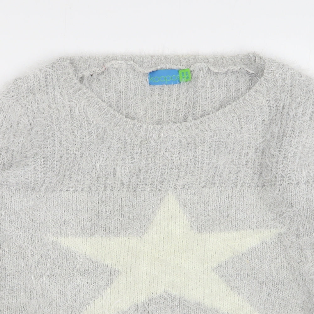 Koopoi Womens Grey Roll Neck Cotton Pullover Jumper One Size