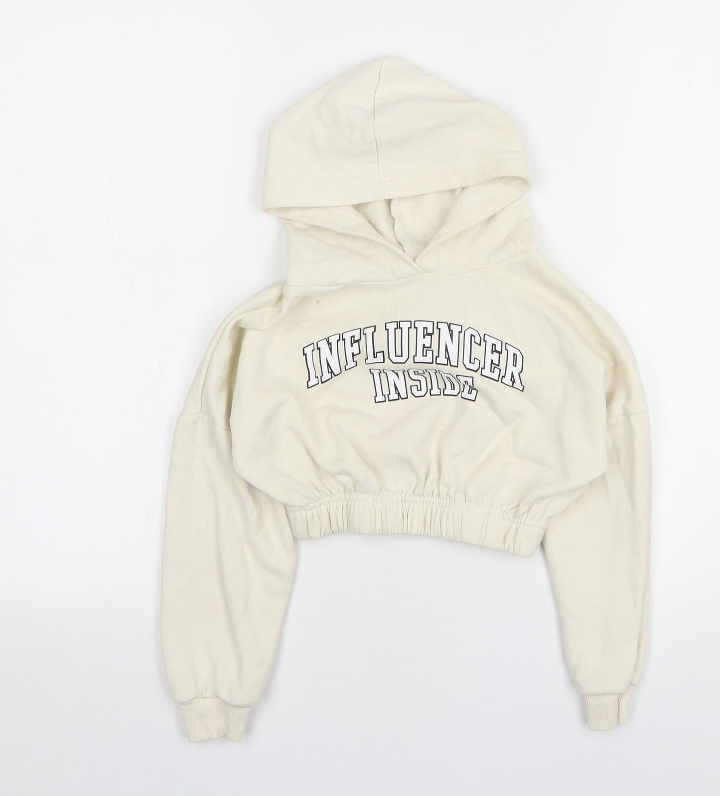 Jeff & CO Girls Beige Cotton Pullover Hoodie Size 7-8 Years