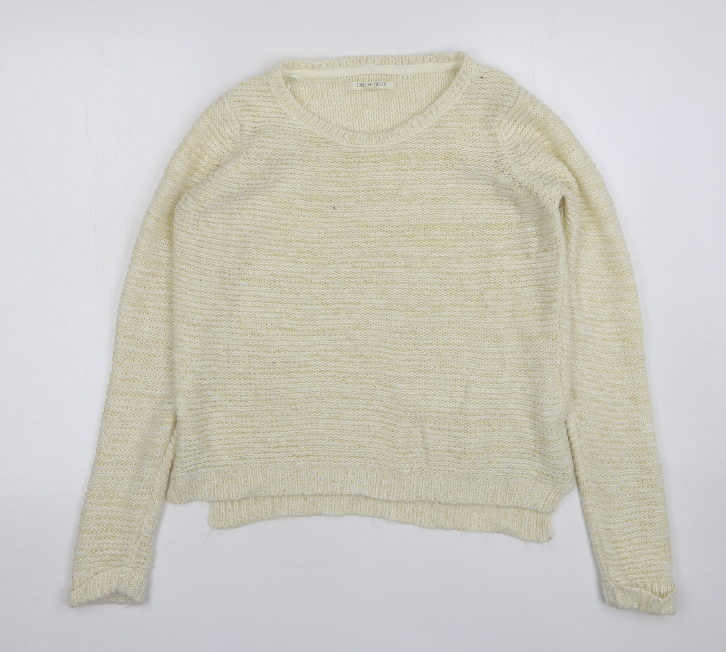 Love Kitwear Womens Beige Round Neck Acrylic Pullover Jumper Size 10