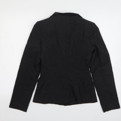 Ethel Austin Womens Black Striped Polyester Jacket Suit Jacket Size 8