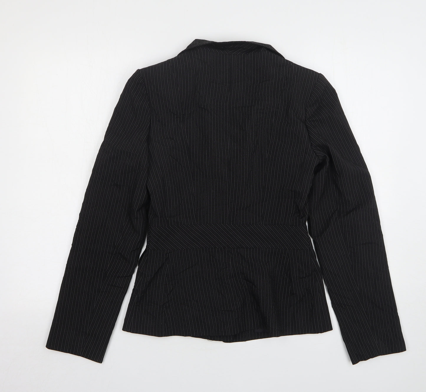 Ethel Austin Womens Black Striped Polyester Jacket Suit Jacket Size 8