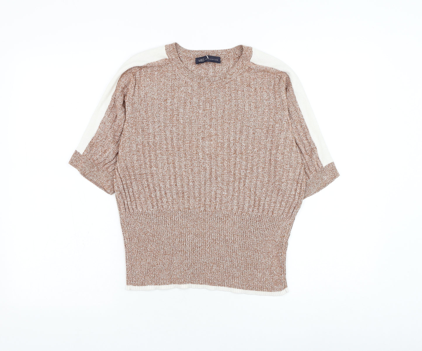 Marks and Spencer Womens Brown Round Neck Polyester Pullover Jumper Size S