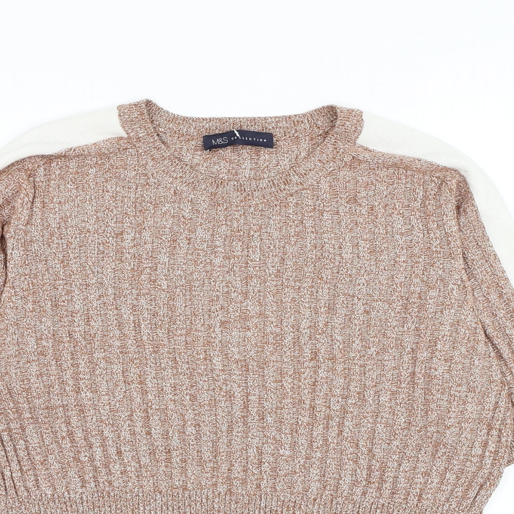 Marks and Spencer Womens Brown Round Neck Polyester Pullover Jumper Size S