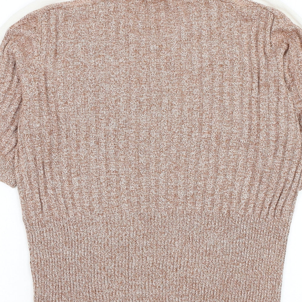 Marks and Spencer Womens Brown Round Neck Polyester Pullover Jumper Size S