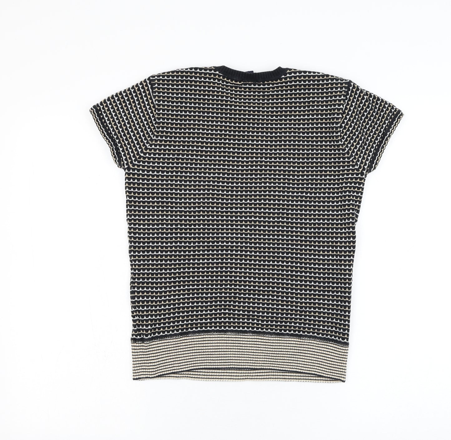 Gap Womens Black Round Neck Striped Polyester Pullover Jumper Size S