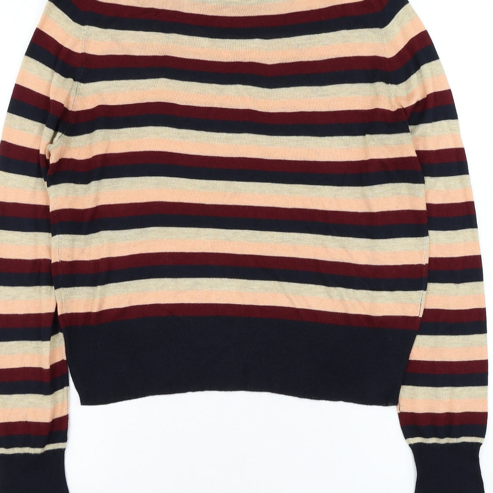 Zara Womens Blue Round Neck Striped Polyester Pullover Jumper Size L