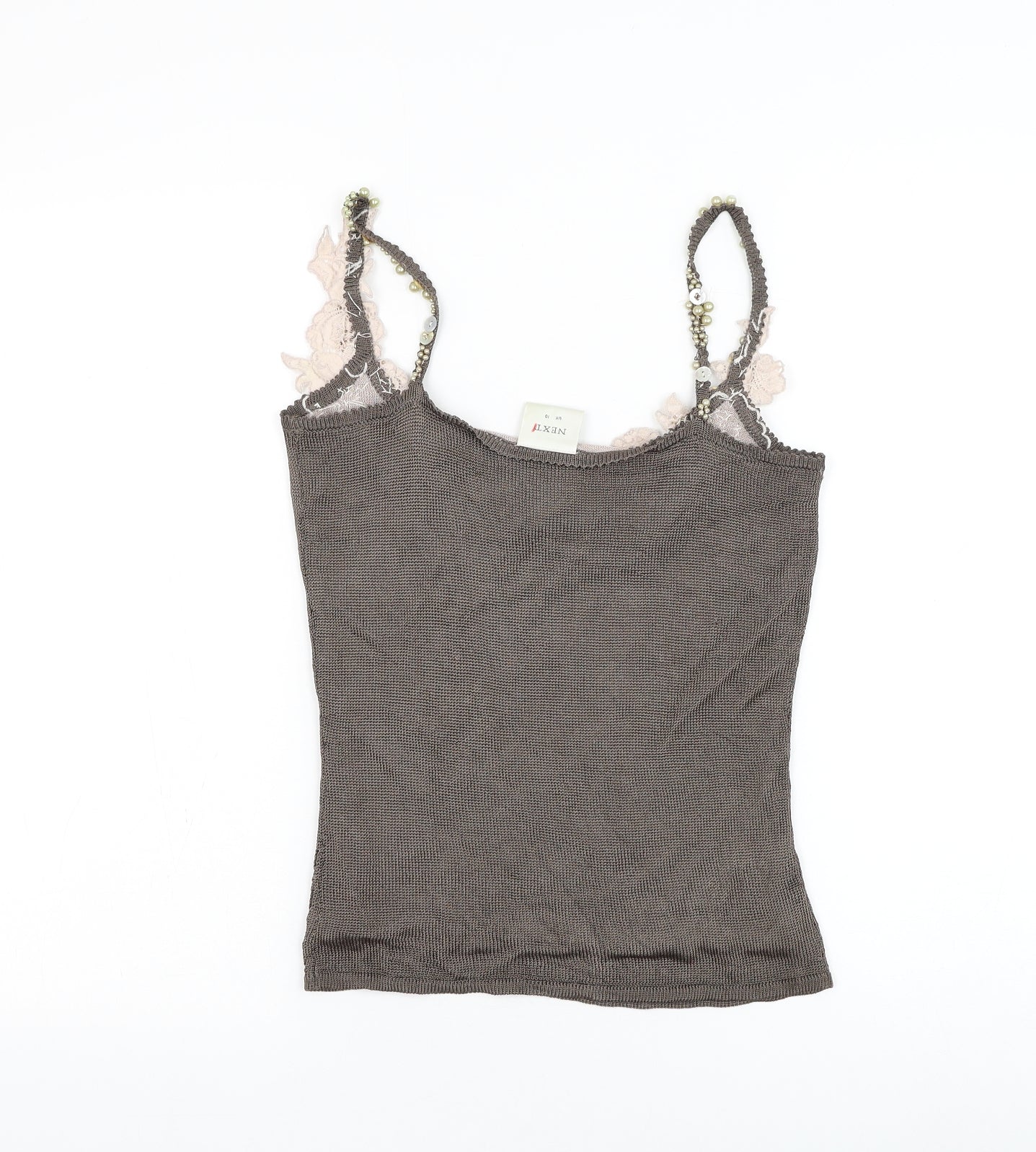 NEXT Womens Brown Viscose Basic Tank Size 10 V-Neck