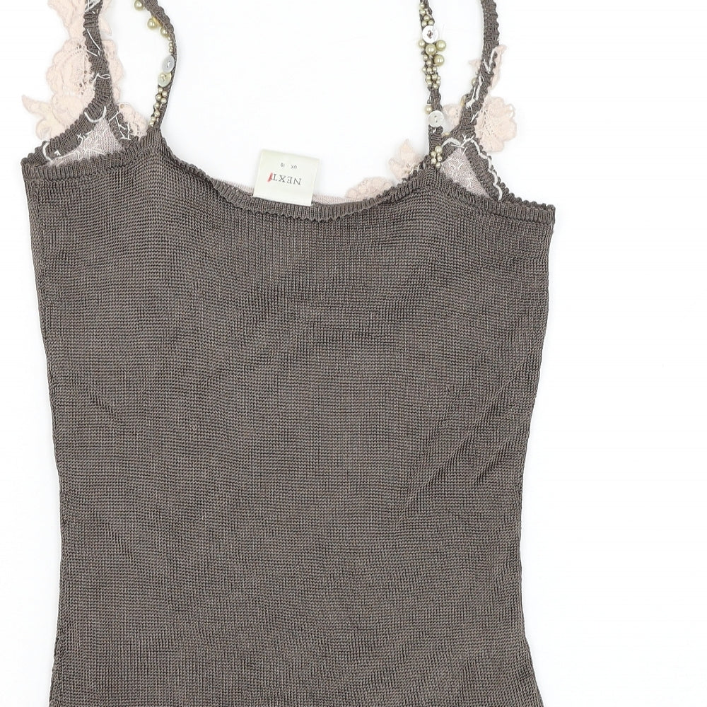 NEXT Womens Brown Viscose Basic Tank Size 10 V-Neck