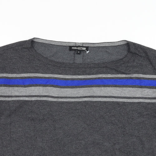 Debenhams Womens Grey Round Neck Striped Polyester Pullover Jumper Size 12