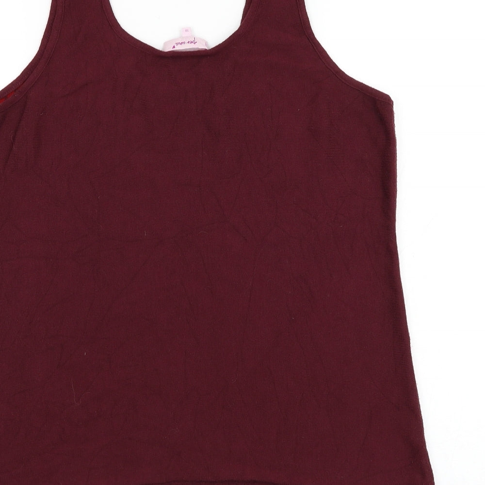 Marks and Spencer Womens Red Acrylic Basic Tank Size 18 Round Neck