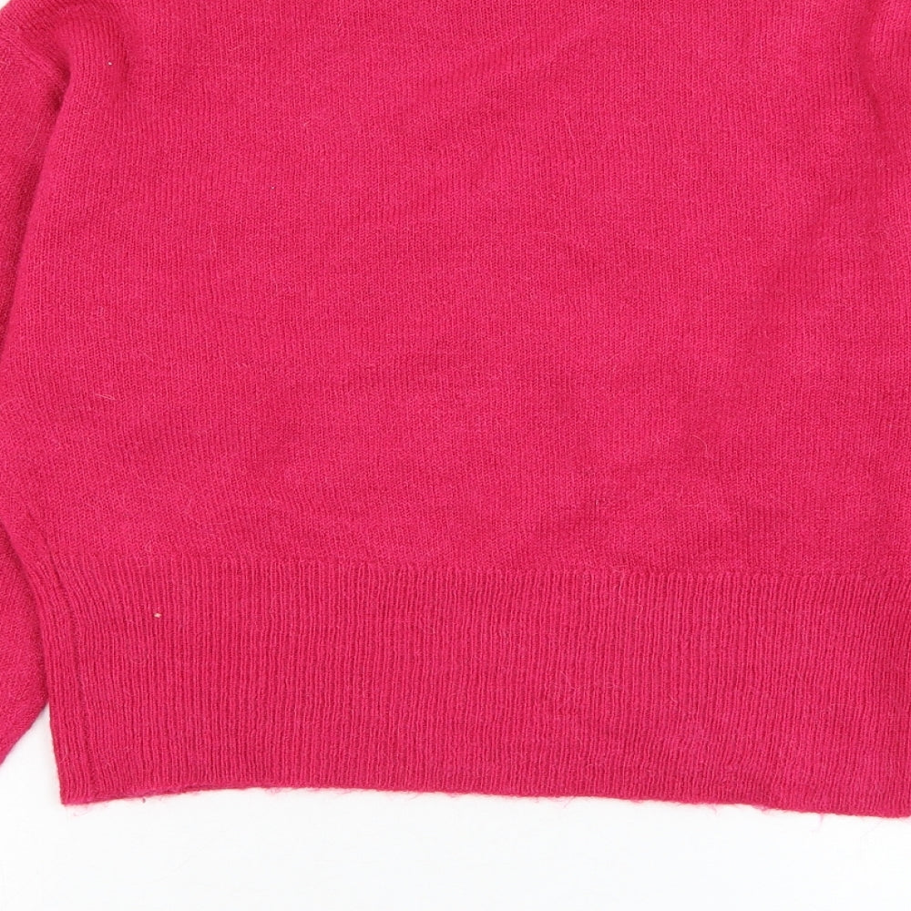 New Look Womens Pink Round Neck Acrylic Pullover Jumper Size S