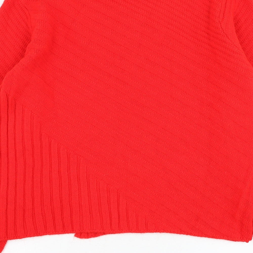 Topshop Womens Red Mock Neck Acrylic Pullover Jumper Size 12
