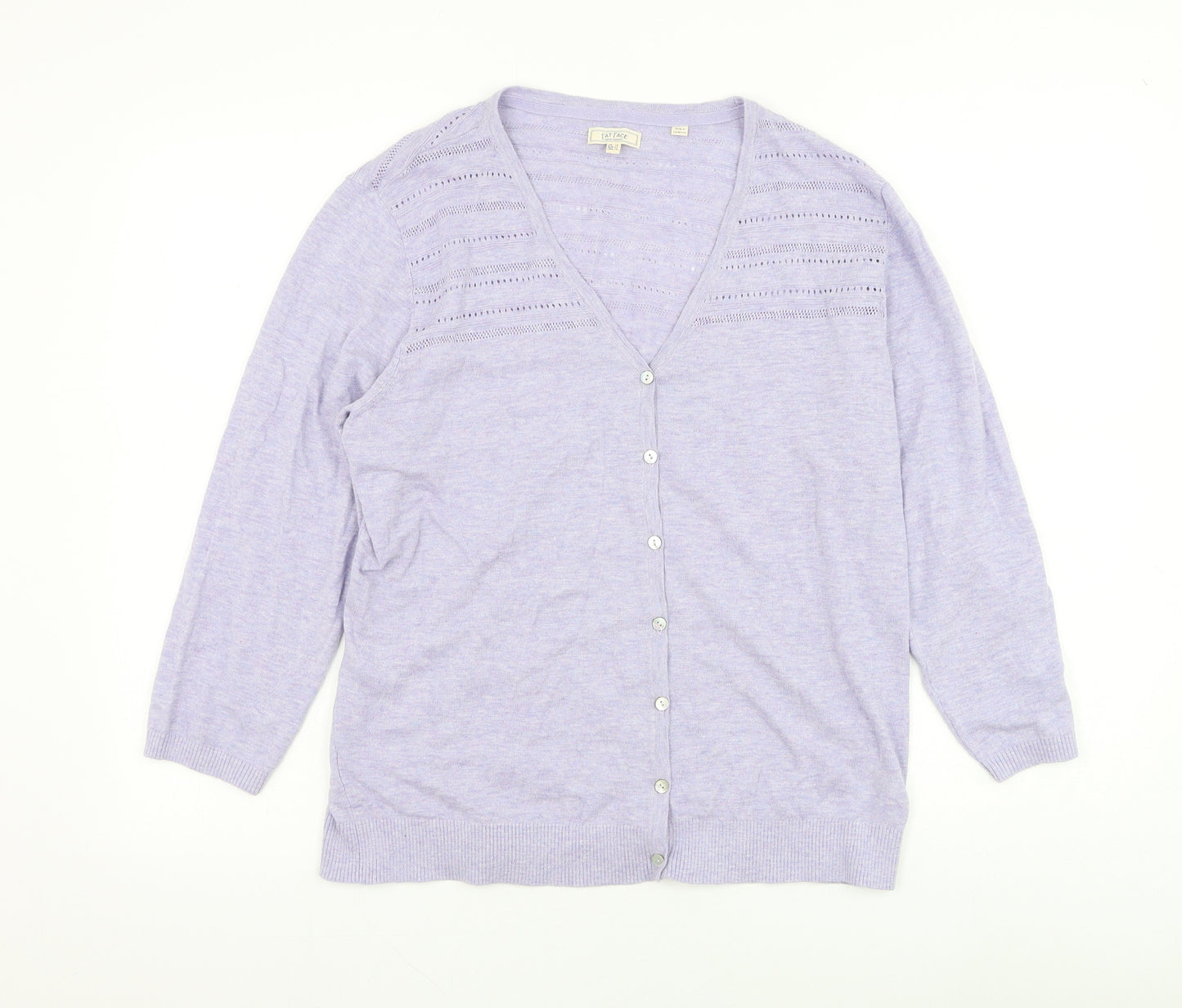 Fat Face Womens Blue V-Neck Cotton Cardigan Jumper Size 18