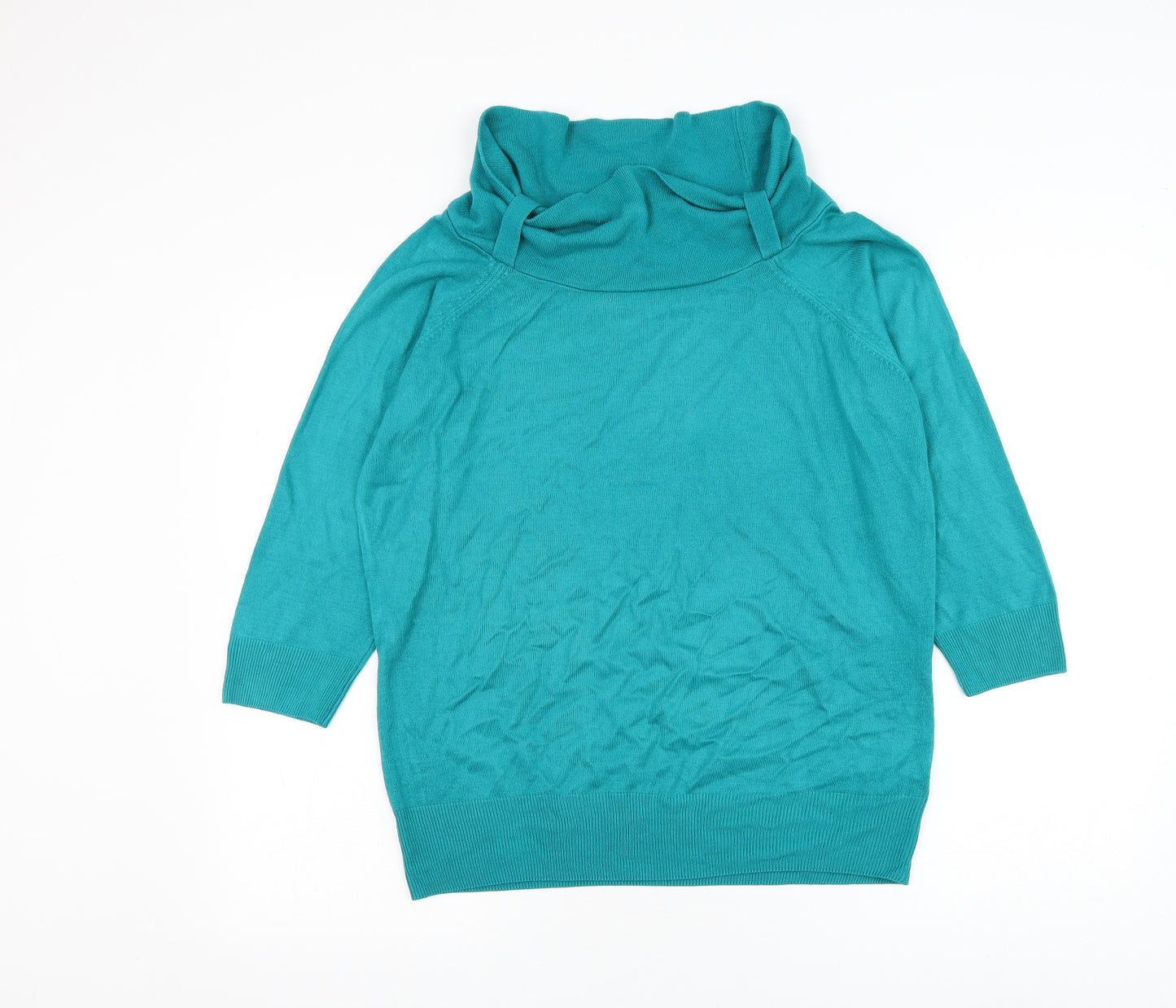 Marks and Spencer Womens Blue High Neck Acrylic Pullover Jumper Size 18