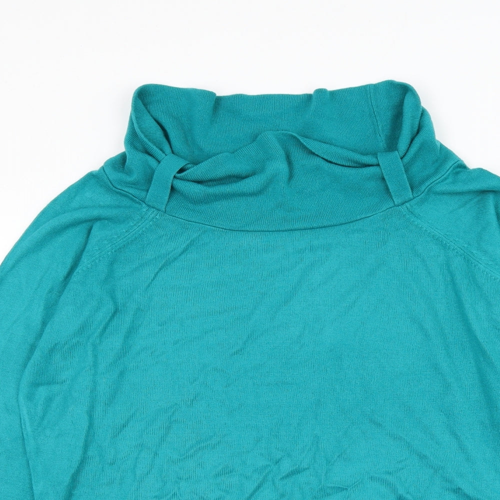 Marks and Spencer Womens Blue High Neck Acrylic Pullover Jumper Size 18