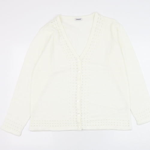 Damart Womens White V-Neck Acrylic Cardigan Jumper Size 18