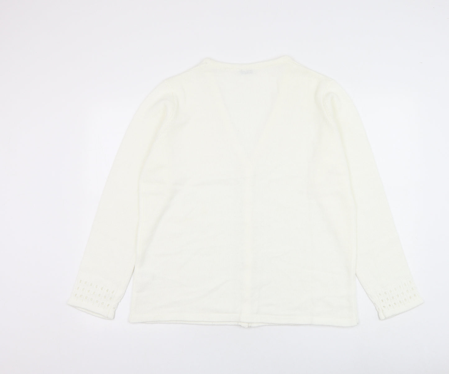 Damart Womens White V-Neck Acrylic Cardigan Jumper Size 18