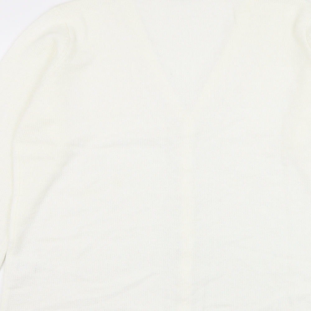Damart Womens White V-Neck Acrylic Cardigan Jumper Size 18