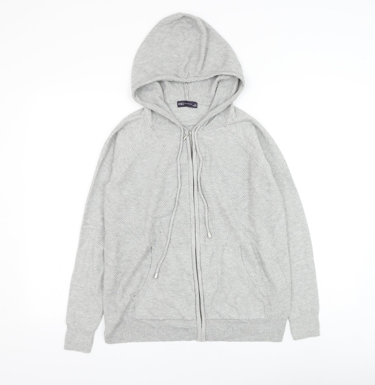 Marks and Spencer Womens Grey Viscose Full Zip Hoodie Size M Zip