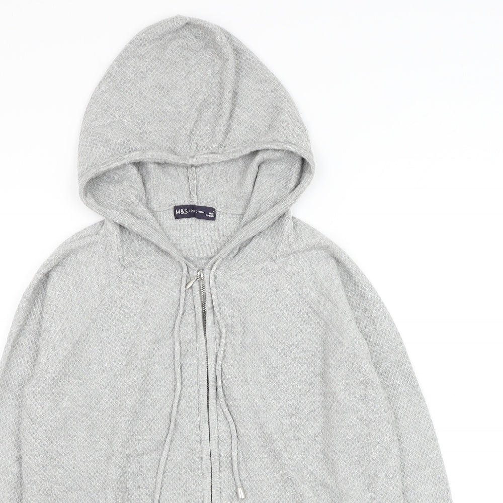 Marks and Spencer Womens Grey Viscose Full Zip Hoodie Size M Zip