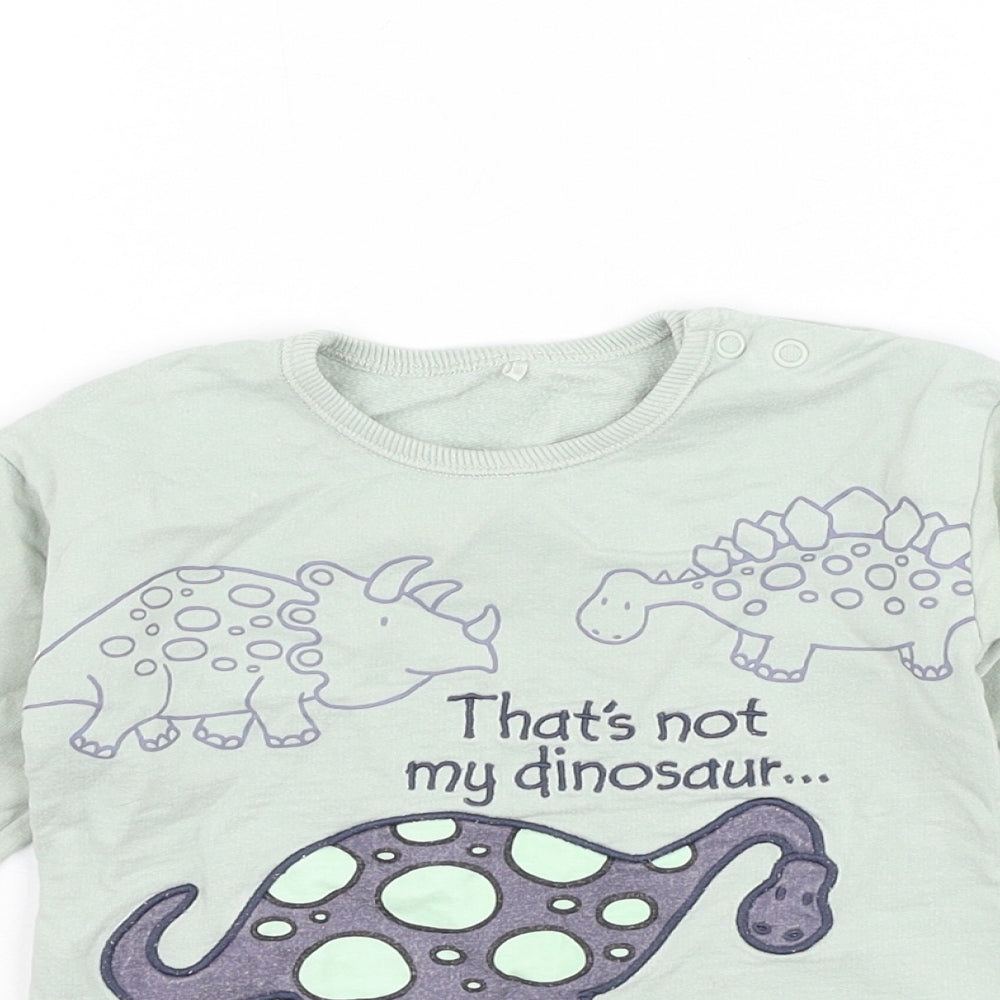 George Boys Green Cotton Pullover Jumper Size 12-18 Months Pullover - Dinosaur