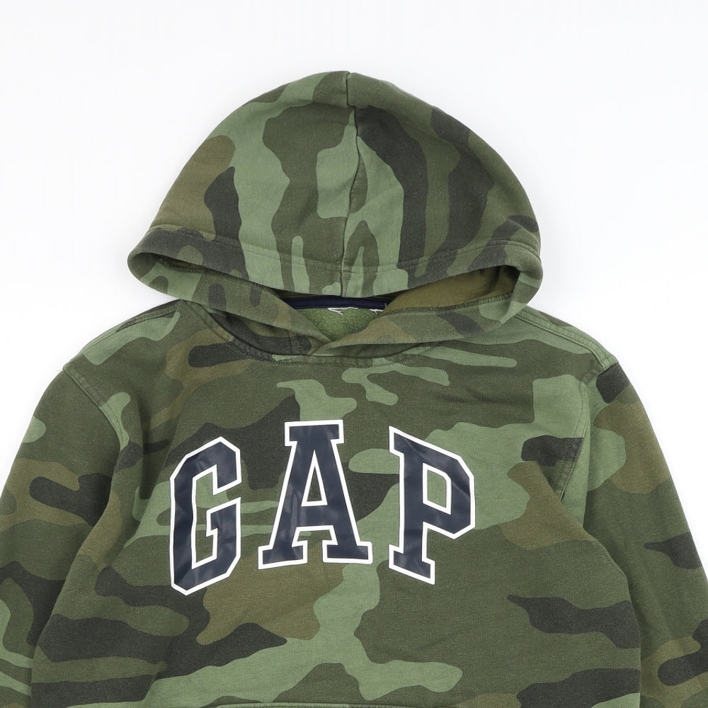 Gap Boys Green Camouflage Cotton Pullover Hoodie Size 12-13 Years Pullover