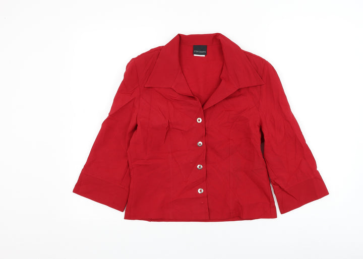 Contempo Womens Red Jacket Blazer Size 10 Button