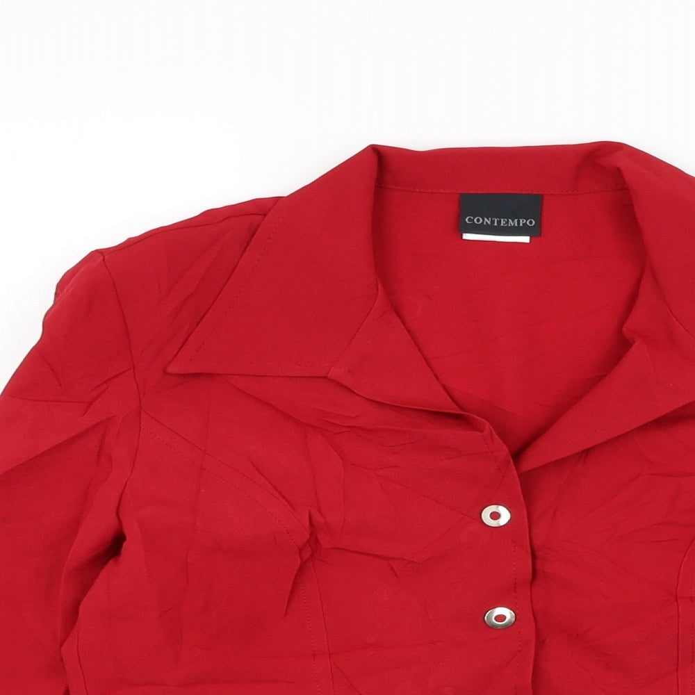 Contempo Womens Red Jacket Blazer Size 10 Button
