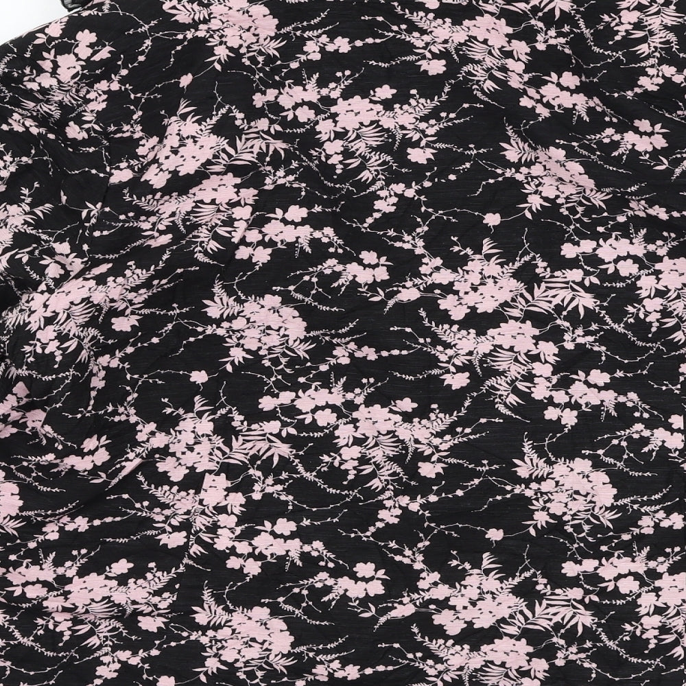 Silkland Womens Black Floral Jacket Blazer Size 3XL Hook & Loop