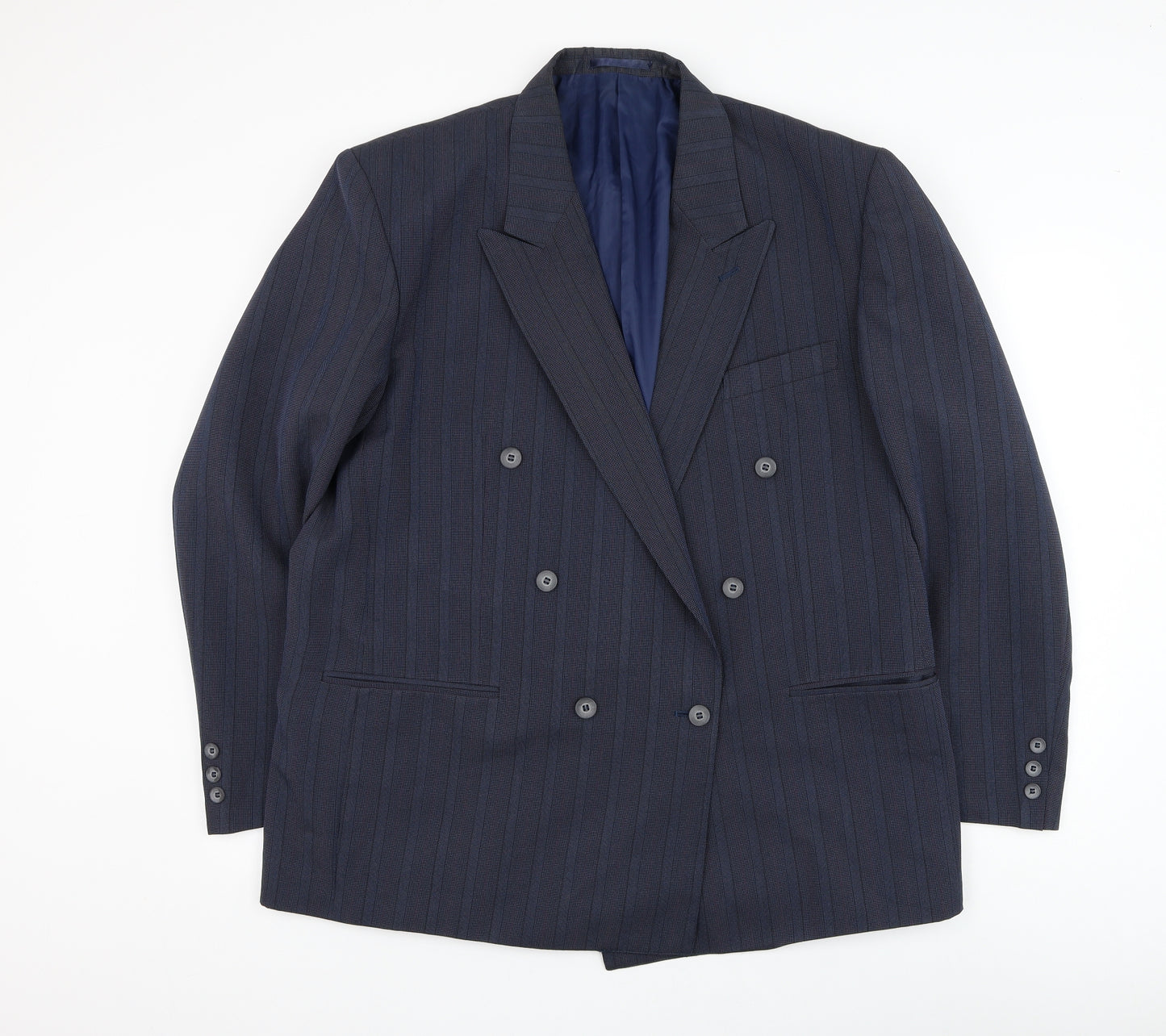 Classic Man Mens Blue Striped Polyester Jacket Suit Jacket Size 46