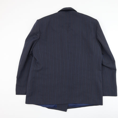 Classic Man Mens Blue Striped Polyester Jacket Suit Jacket Size 46