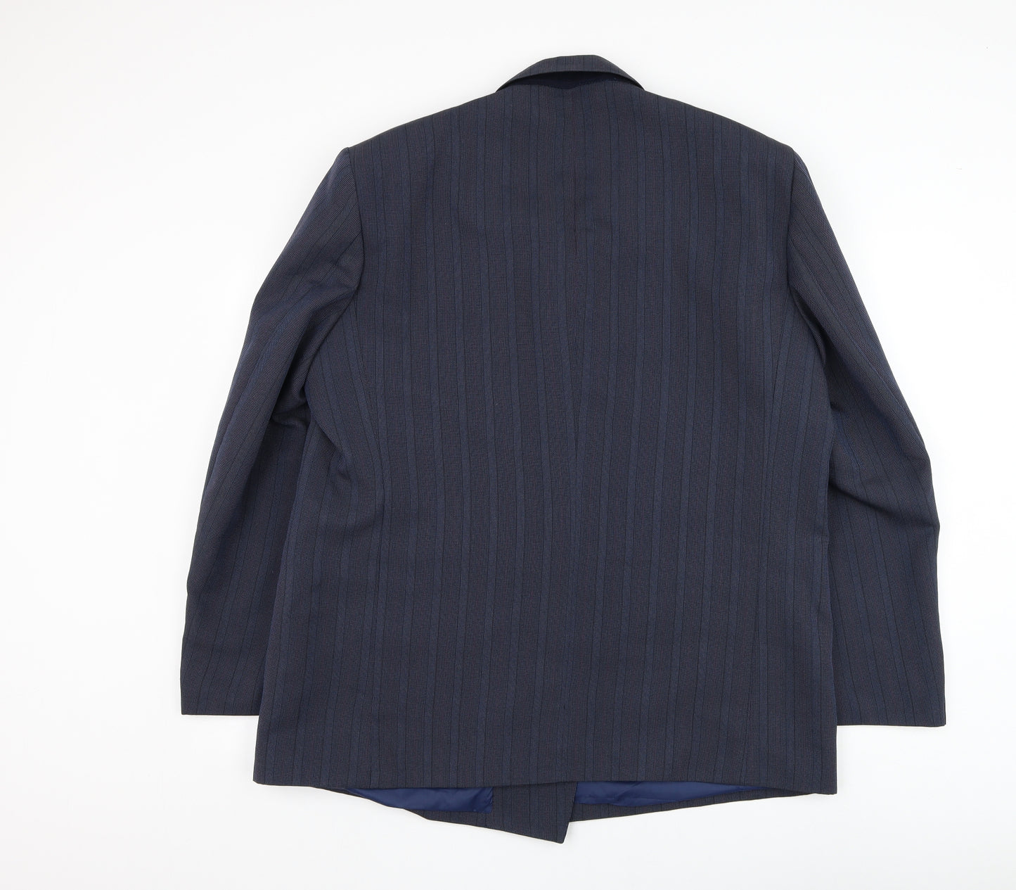 Classic Man Mens Blue Striped Polyester Jacket Suit Jacket Size 46
