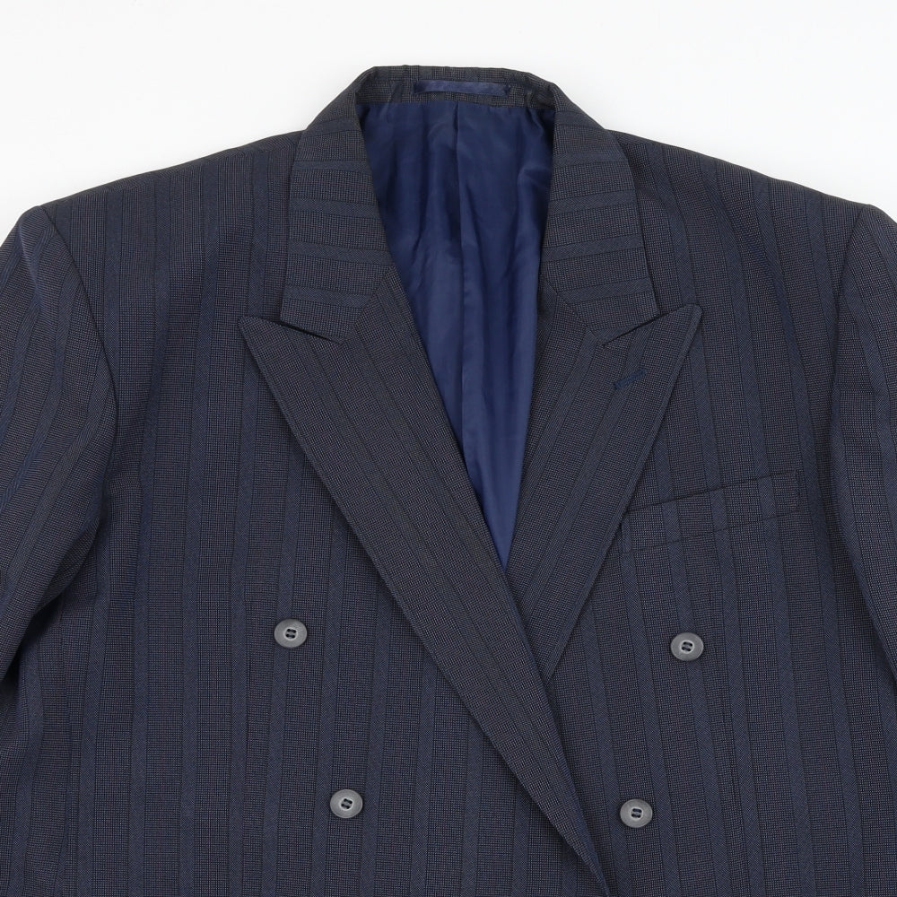 Classic Man Mens Blue Striped Polyester Jacket Suit Jacket Size 46