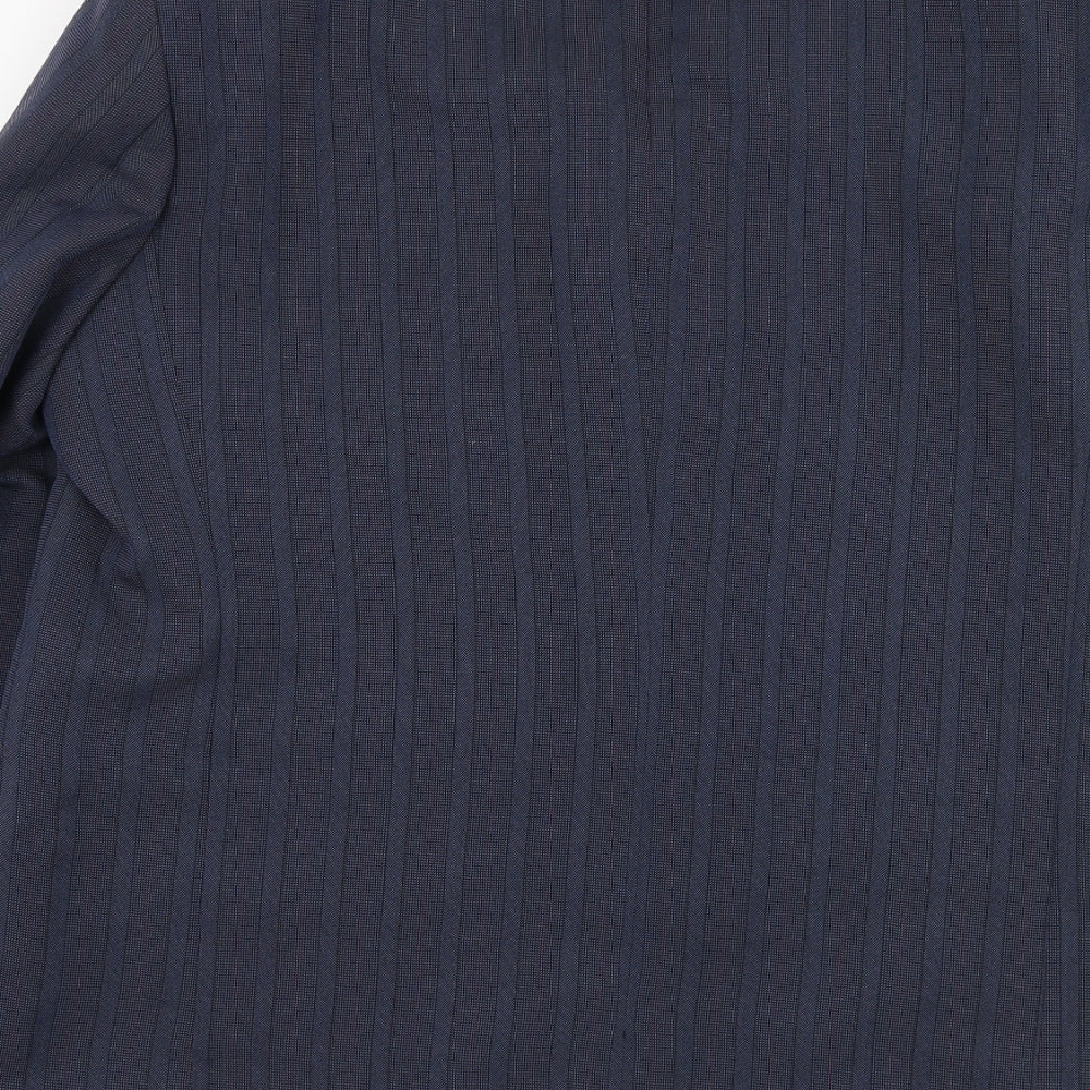 Classic Man Mens Blue Striped Polyester Jacket Suit Jacket Size 46
